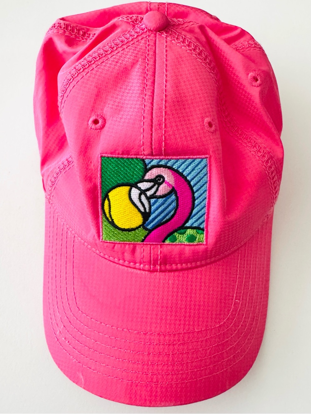 Kate Lord Ladies Pink Flamingo Patch Tennis Cap - Bright Pink